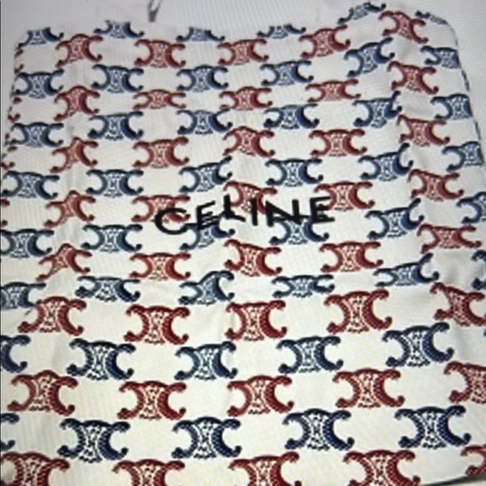 Celine Triomphe Canvas Tote in Red and Blue